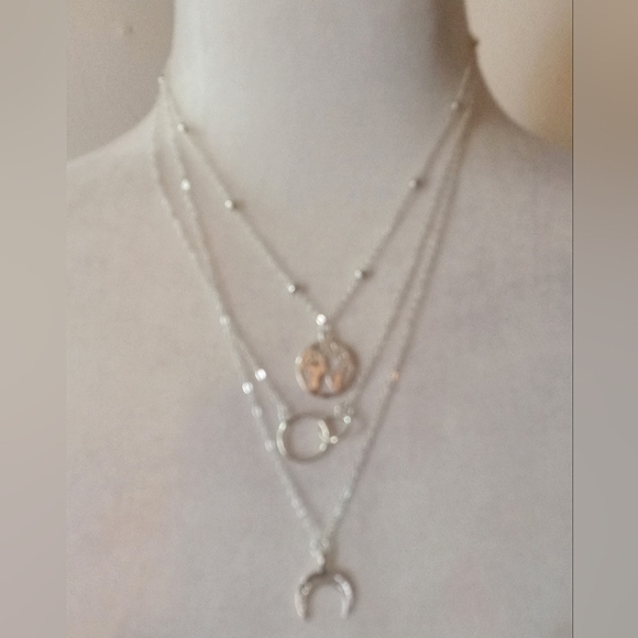Silver Layered Necklace Set Celestial - Picture 6 of 7